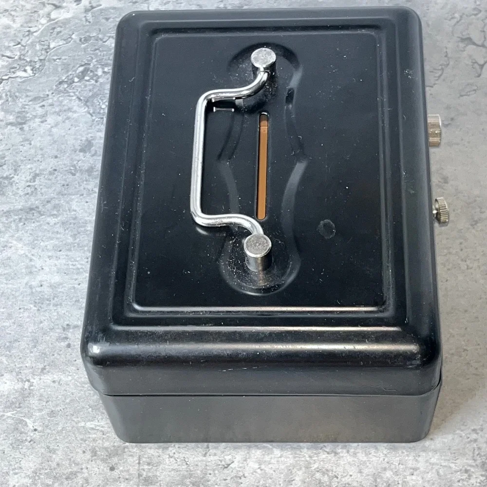 Cash Box Black Small Vintage Japan Metal 6 x 5 x 3 Inches READ